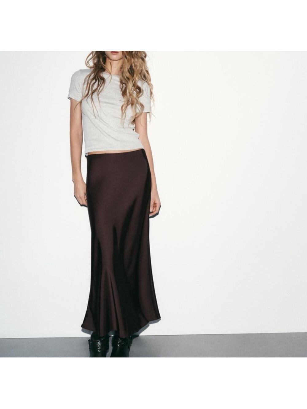 NWOT Zara Satin Effect Midi Skirt